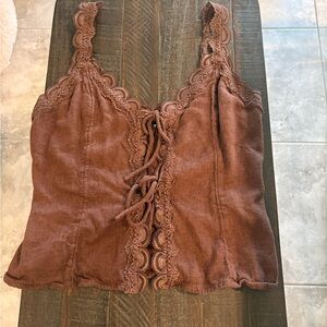 Abercrombie Brown Linen Tank Top